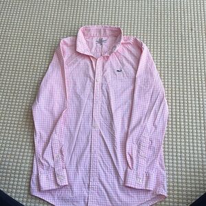Pink and white gingham Vineyard Vines performance button down